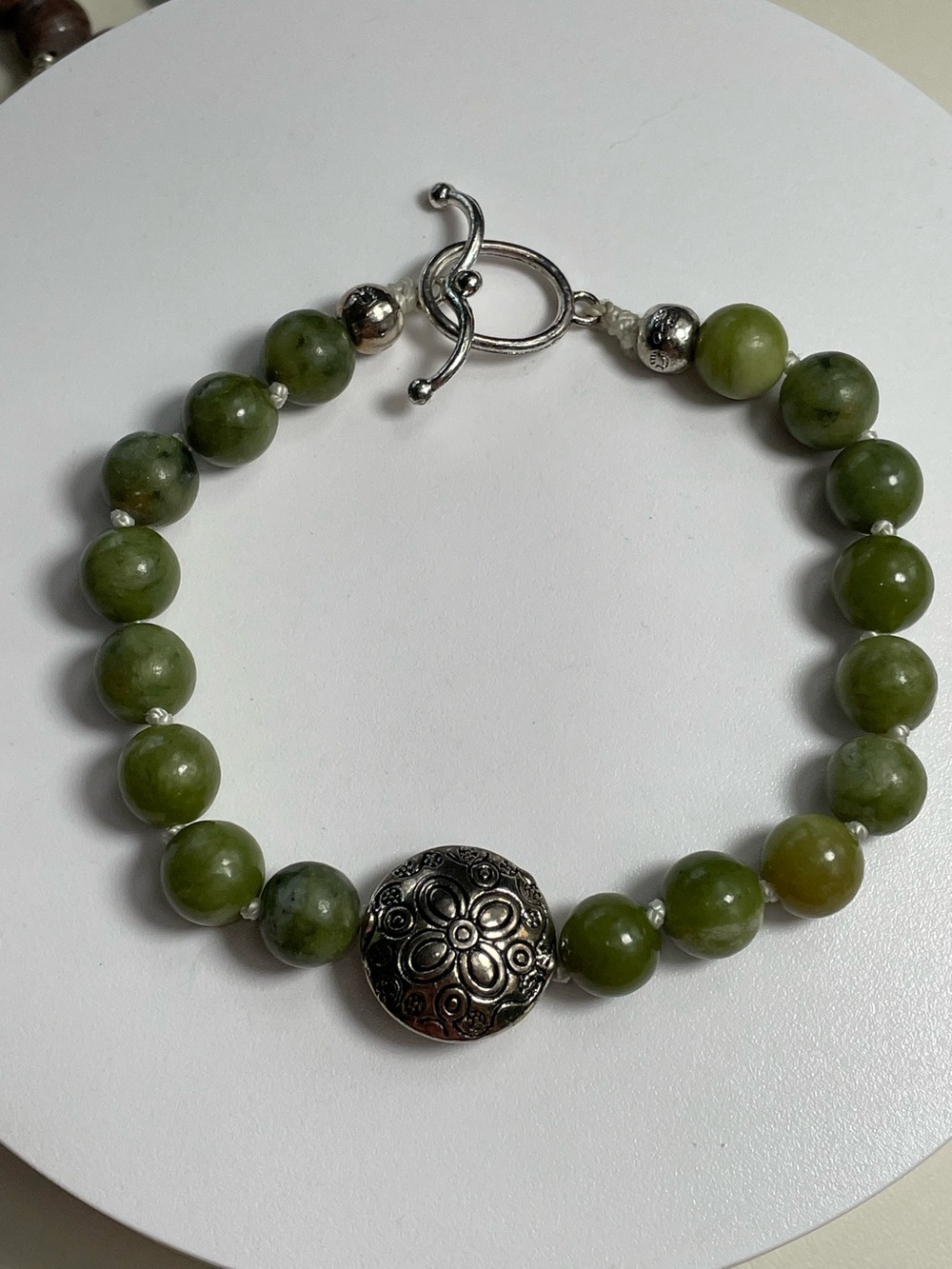 Knotted Olivine Jade Bracelet